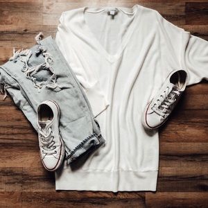 Cream Quarter Sleeve Sweater